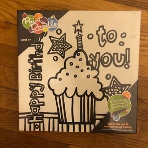 New! Paint a doodle happy birthday canvas!